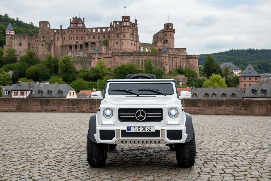 Elektro Auto Kinderfahrzeug „Mercedes Maybach G650“ – Lizenziert –2 Sitzer- 24V, 4 Motoren- 2,4Ghz, MP3+Ledersitz+EVA-Weiss – Bild 13