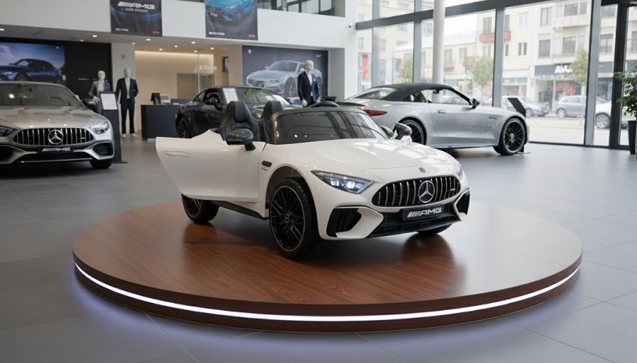 Elektro Kinderfahrzeug "Mercedes SL63 AMG" - Lizenziert - 24V Akku, 4 Motoren, 2,4Ghz Fernsteuerung, MP3+Ledersitz+EVA-Lackiert Weiss – Bild 3