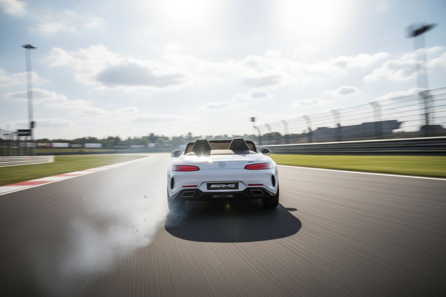 Elektro Kinderfahrzeug "Mercedes SL63 AMG" - Lizenziert - 24V Akku, 4 Motoren, 2,4Ghz Fernsteuerung, MP3+Ledersitz+EVA-Lackiert Weiss – Bild 5