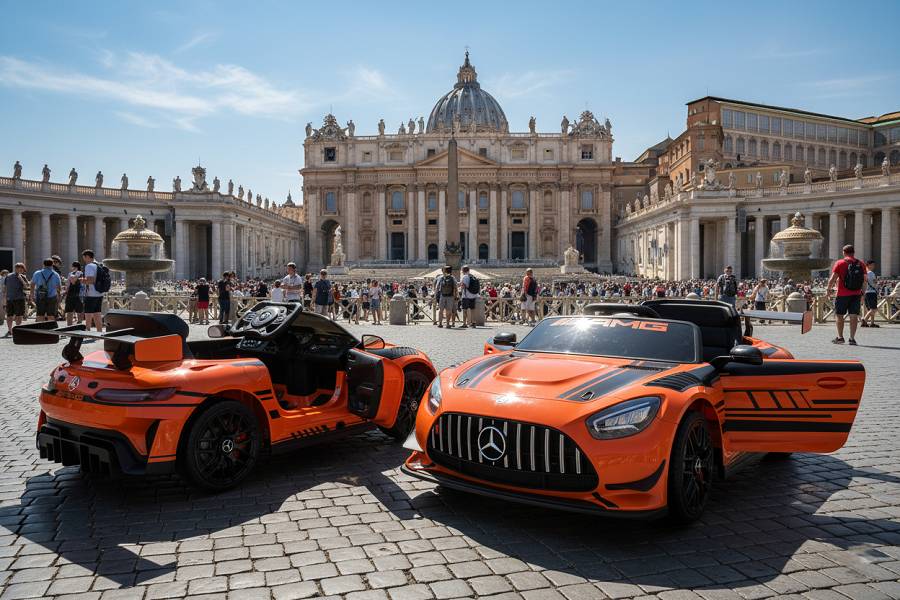 Elektro Kinderfahrzeug Mercedes-AMG GT3 Lizenziert mit Mp3, EVA, Ledersitz – Bild 8