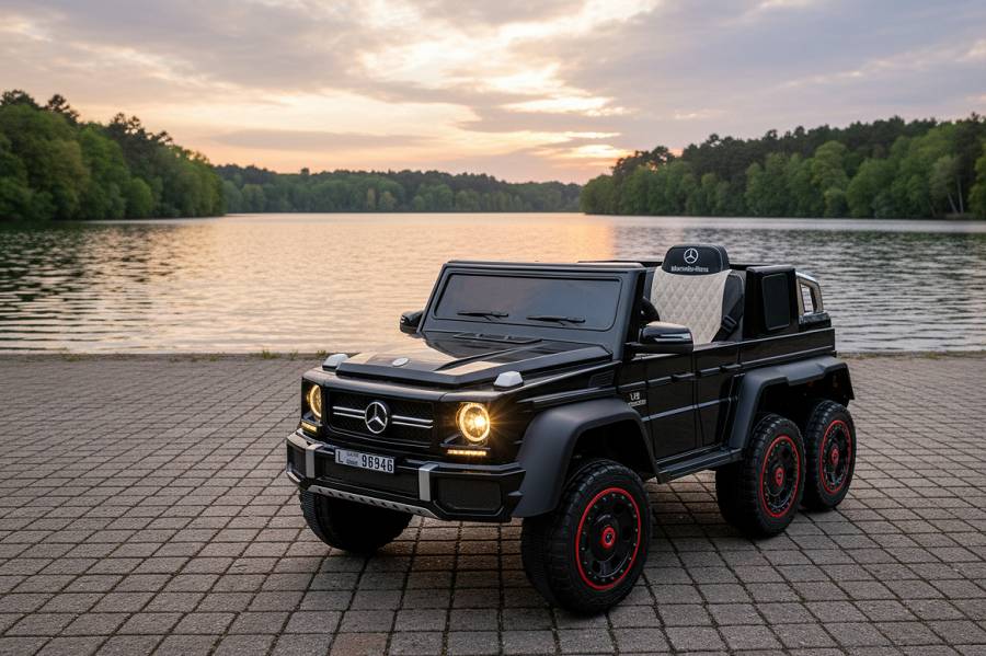 Elektro Kinderfahrzeug "Mercedes G63 AMG 6x6" - lizenziert - 12V7AH Akku + 2,4Ghz+Ledersitz+EVA-Schwarz