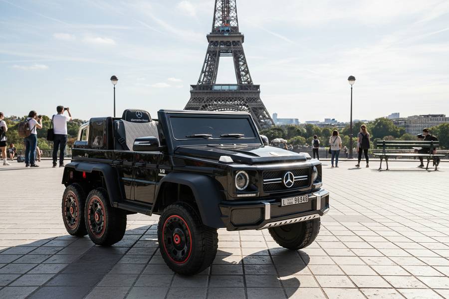 Elektro Kinderfahrzeug "Mercedes G63 AMG 6x6" - lizenziert - 12V7AH Akku + 2,4Ghz+Ledersitz+EVA-Schwarz – Bild 8