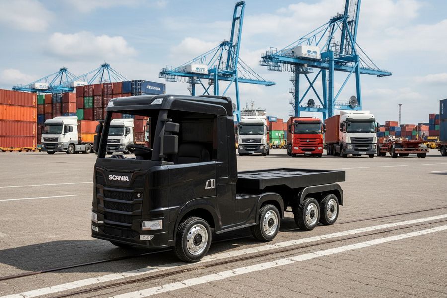 Elektro Kinder -LKW "SCANIA R Series" – 4-Motoren, 2x12V Akku, 2.4G, EVA-Reifen, Ledersitz, mit Hänger – Bild 3