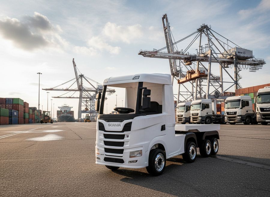 Elektro Kinder -LKW "SCANIA R Series" – 4-Motoren, 2x12V Akku, 2.4G, EVA-Reifen, Ledersitz, mit Hänger – Bild 2