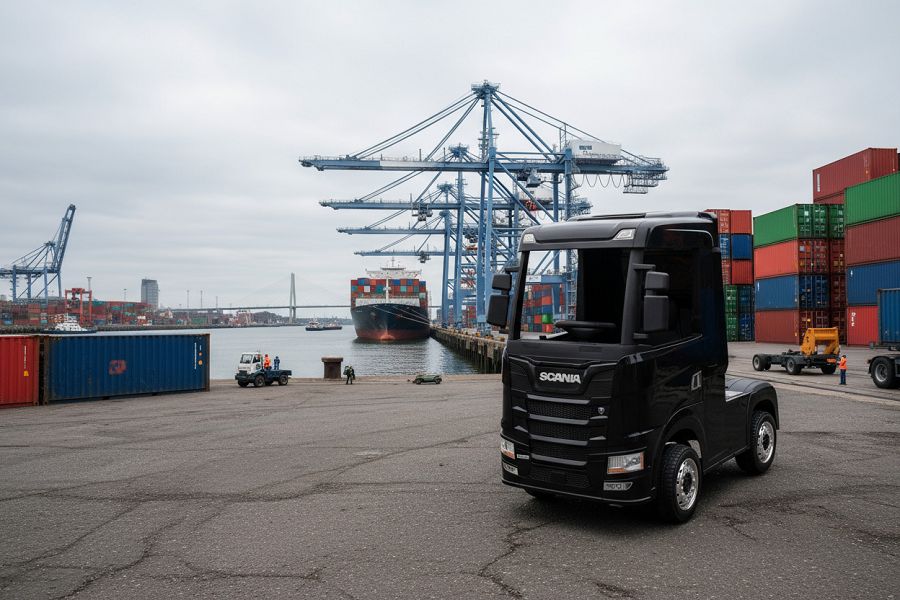 Elektro Kinder -LKW "SCANIA R Series" – 4-Motoren, 2x12V Akku, 2.4G, EVA-Reifen, Ledersitz, mit Hänger – Bild 12