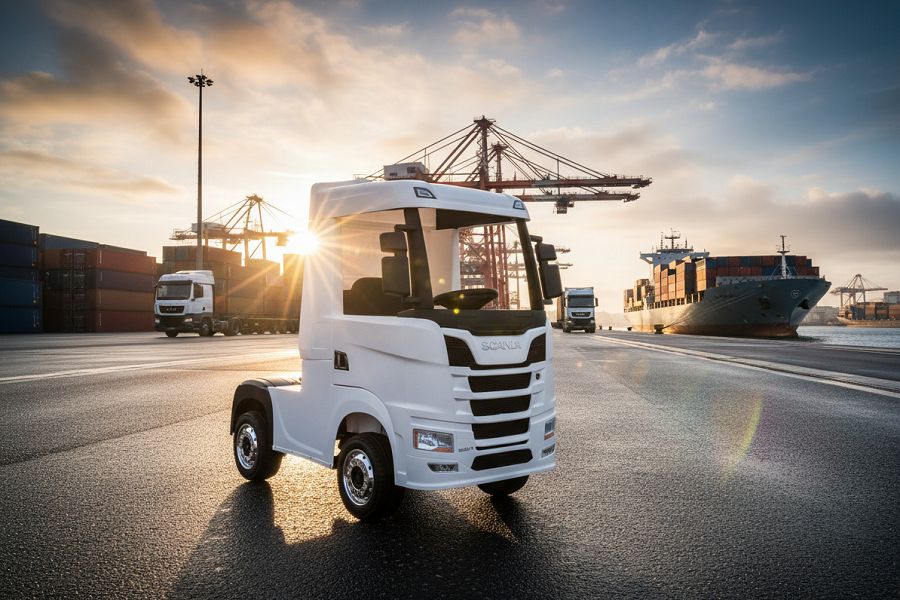 Elektro Kinder -LKW "SCANIA R Series" – 4-Motoren, 2x12V Akku, 2.4G, EVA-Reifen, Ledersitz, mit Hänger – Bild 13