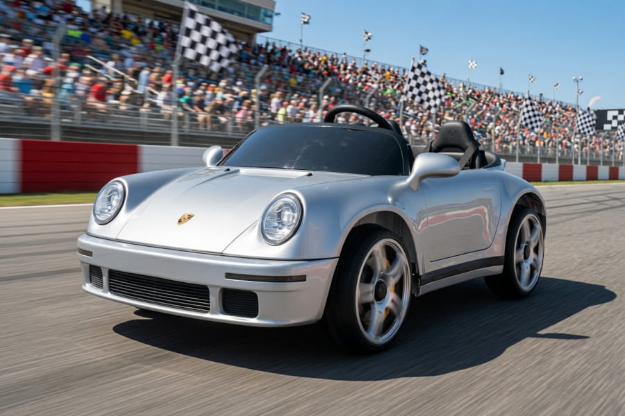 Kinder Elektroauto Porsche RUF 24V Lackiert – 2-Sitzer mit Brushless-Power, Wechselakku & EVA-Reifen