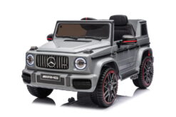 Kinderfahrzeug - Elektro Auto "Mercedes G63 AMG" - Lizenziert - 12V7AH Akku,2 Motoren- 2,4Ghz Fernsteuerung, MP3+Ledersitz+EVA-Silber