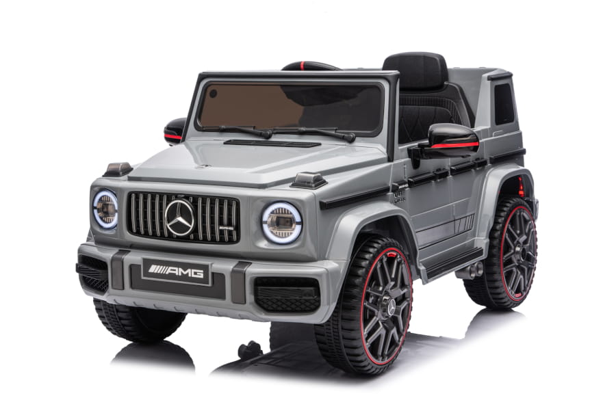 Kinderfahrzeug - Elektro Auto "Mercedes G63 AMG" - Lizenziert - 12V7AH Akku,2 Motoren- 2,4Ghz Fernsteuerung, MP3+Ledersitz+EVA-Silber