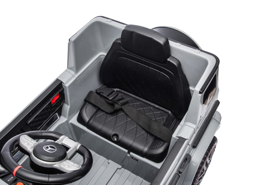 Kinderfahrzeug - Elektro Auto "Mercedes G63 AMG" - Lizenziert - 12V7AH Akku,2 Motoren- 2,4Ghz Fernsteuerung, MP3+Ledersitz+EVA-Silber – Bild 12