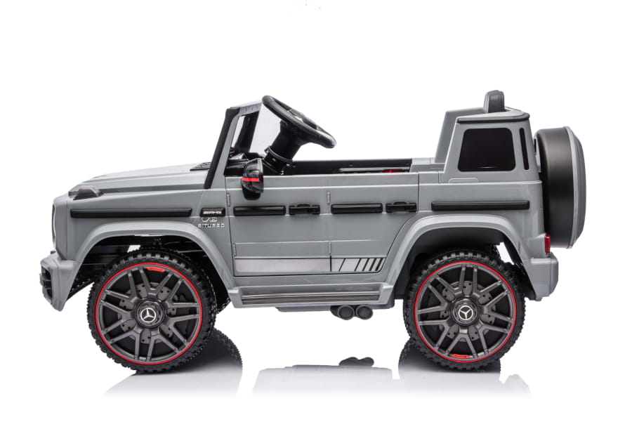 Kinderfahrzeug - Elektro Auto "Mercedes G63 AMG" - Lizenziert - 12V7AH Akku,2 Motoren- 2,4Ghz Fernsteuerung, MP3+Ledersitz+EVA-Silber – Bild 4